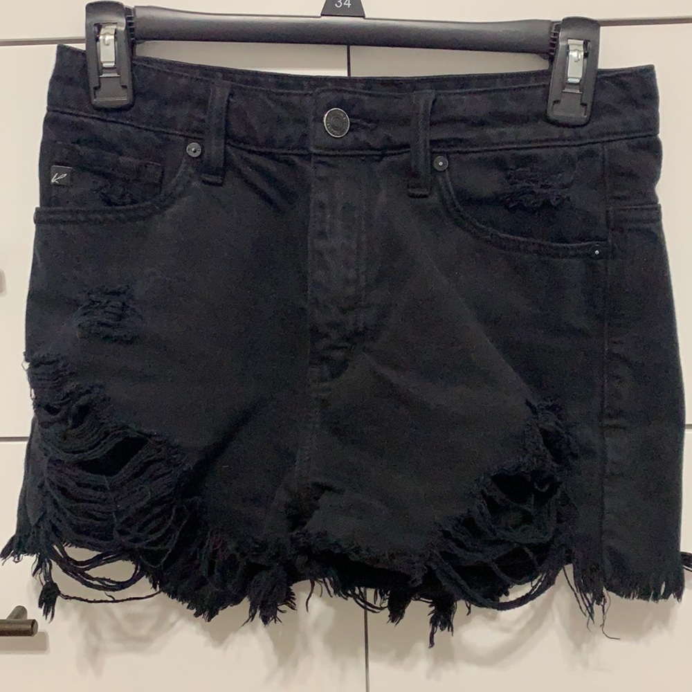 Black denim shorts